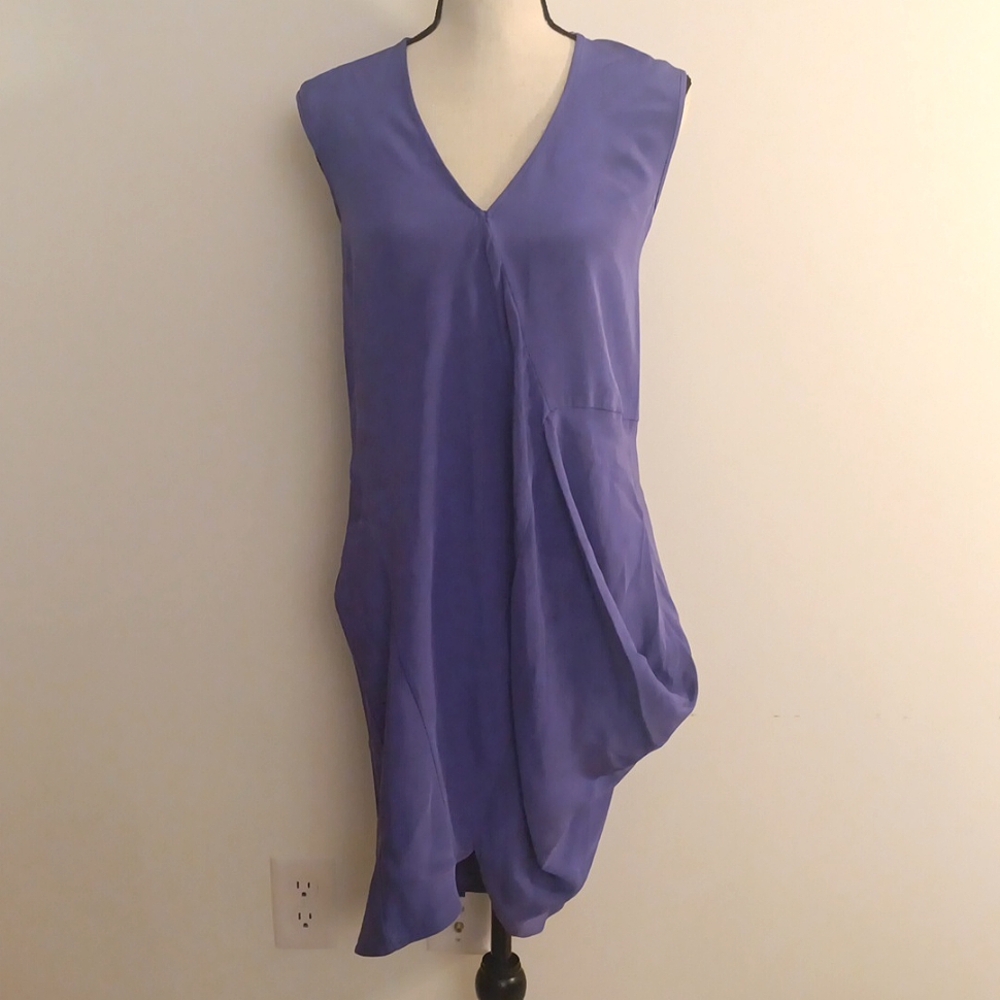 EUC Zero + Maria Cornejo Purple Silk Sleeveless Midi Dress 0